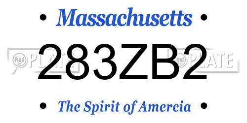 283ZB2 Massachusetts License Plate