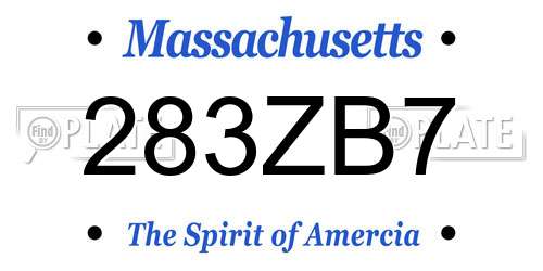 283ZB7 Massachusetts License Plate