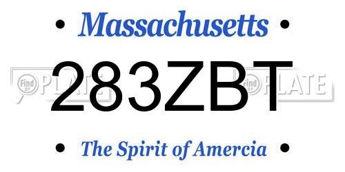 283ZBT Massachusetts License Plate