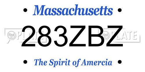 283ZBZ Massachusetts License Plate
