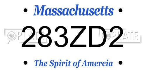 283ZD2 Massachusetts License Plate