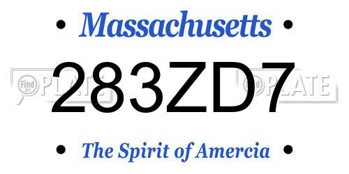 283ZD7 Massachusetts License Plate