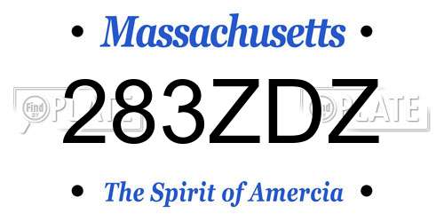 283ZDZ Massachusetts License Plate
