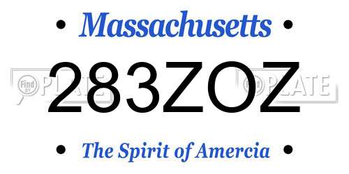 283ZOZ Massachusetts License Plate