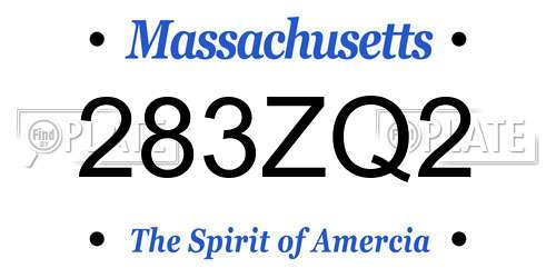 283ZQ2 Massachusetts License Plate