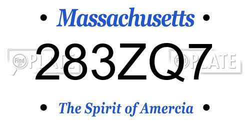 283ZQ7 Massachusetts License Plate