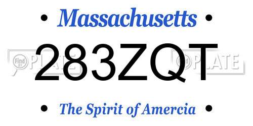 283ZQT Massachusetts License Plate