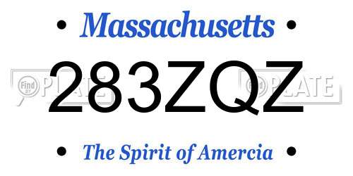 283ZQZ Massachusetts License Plate