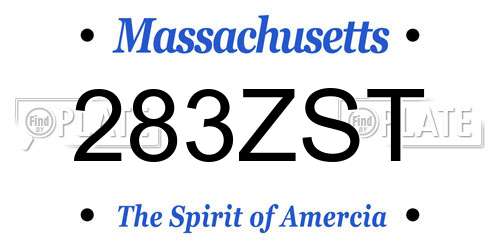 283ZST Massachusetts License Plate
