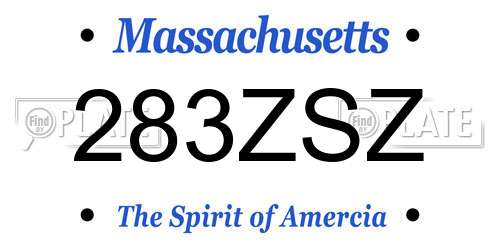 283ZSZ Massachusetts License Plate