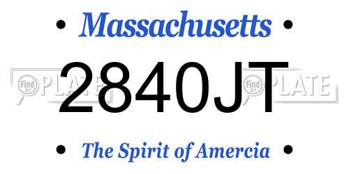 2840JT Massachusetts License Plate