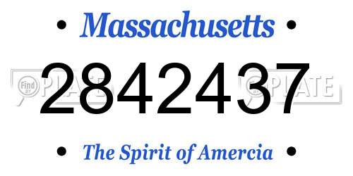 2842437 Massachusetts License Plate