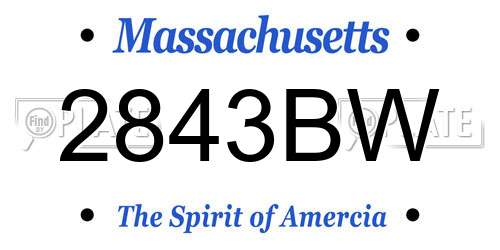 2843BW Massachusetts License Plate