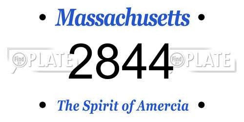 2844 Massachusetts License Plate