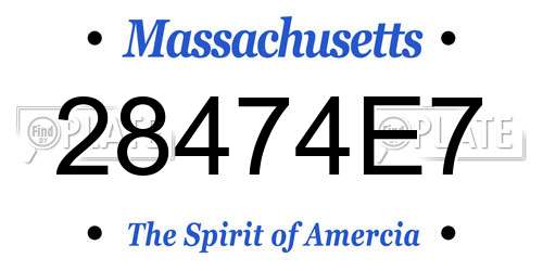 28474E7 Massachusetts License Plate