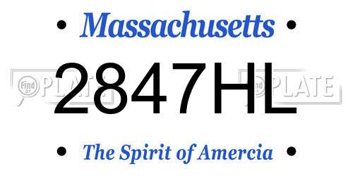 2847HL Massachusetts License Plate