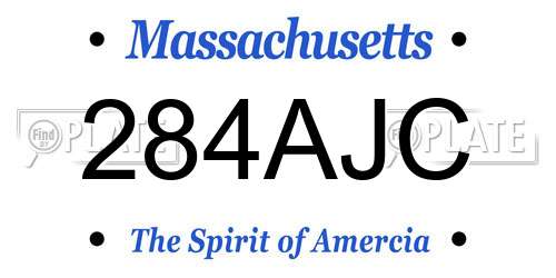 284AJC Massachusetts License Plate