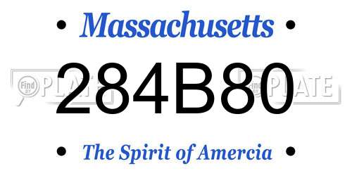 284B80 Massachusetts License Plate