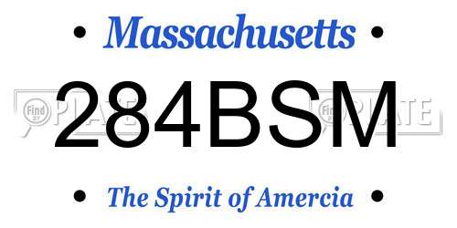 284BSM Massachusetts License Plate