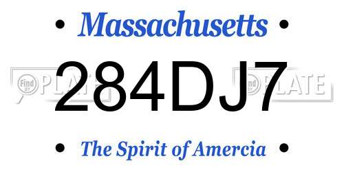 284DJ7 Massachusetts License Plate