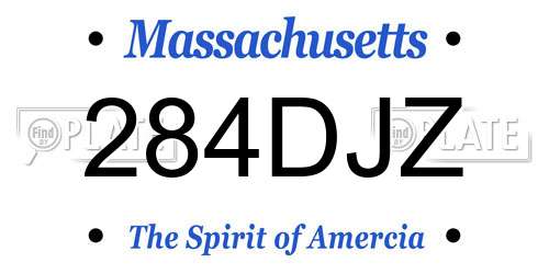 284DJZ Massachusetts License Plate