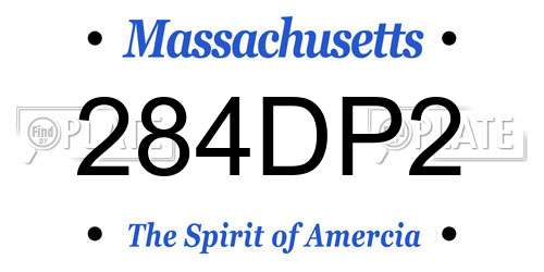 284DP2 Massachusetts License Plate