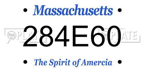 284E60 Massachusetts License Plate