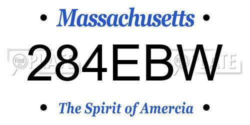 284EBW Massachusetts License Plate