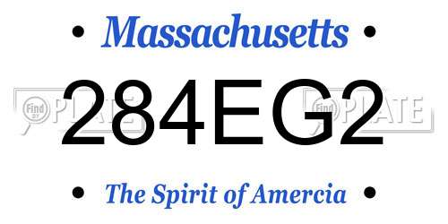 284EG2 Massachusetts License Plate