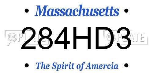 284HD3 Massachusetts License Plate