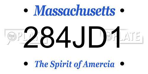 284JD1 Massachusetts License Plate