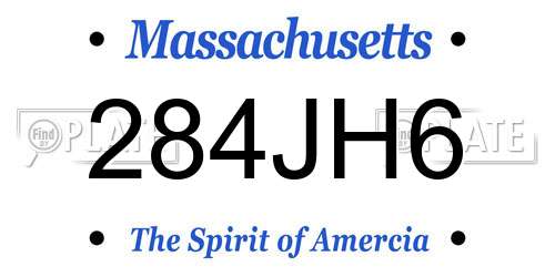 284JH6 Massachusetts License Plate