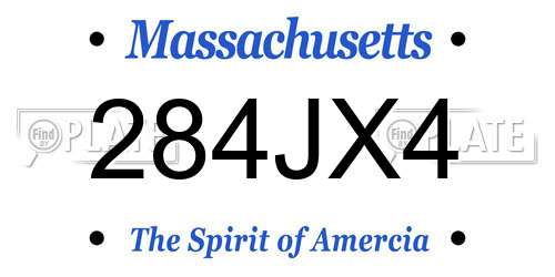 284JX4 Massachusetts License Plate