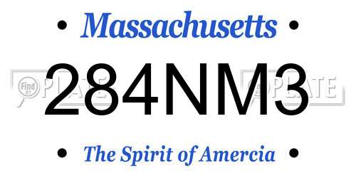 284NM3 Massachusetts License Plate