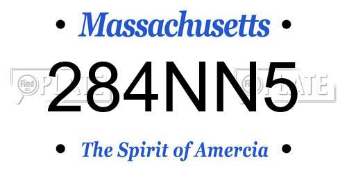 284NN5 Massachusetts License Plate