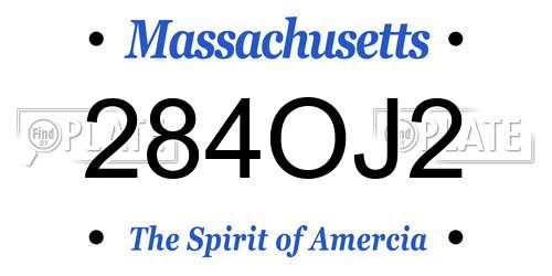 284OJ2 Massachusetts License Plate