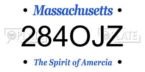 284OJZ Massachusetts License Plate