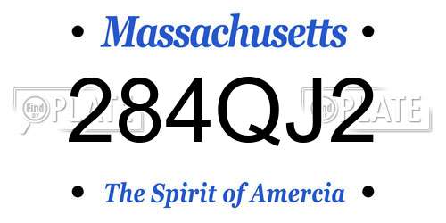 284QJ2 Massachusetts License Plate