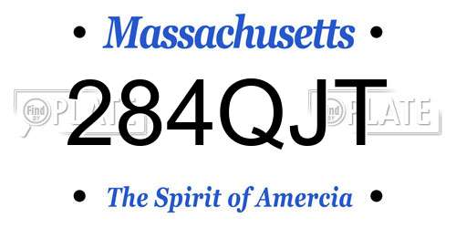 284QJT Massachusetts License Plate