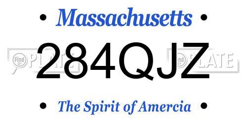 284QJZ Massachusetts License Plate