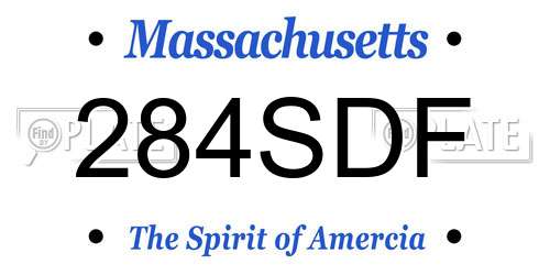 284SDF Massachusetts License Plate