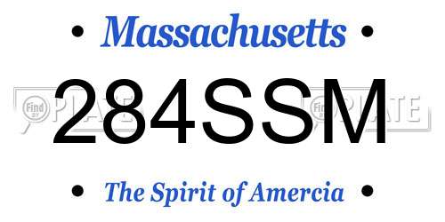 284SSM Massachusetts License Plate