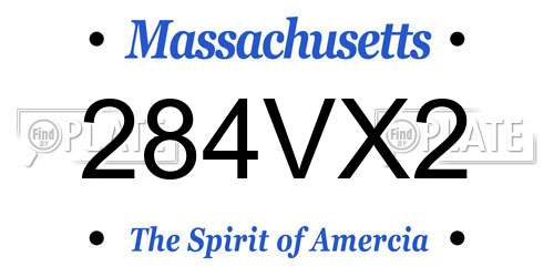 284VX2 Massachusetts License Plate