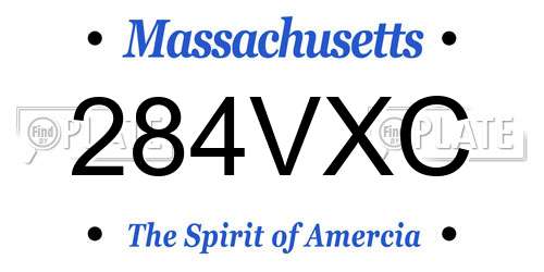 284VXC Massachusetts License Plate