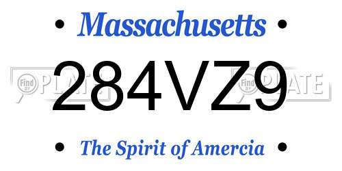 284VZ9 Massachusetts License Plate