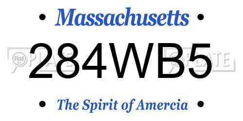284WB5 Massachusetts License Plate