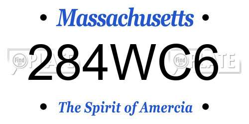 284WC6 Massachusetts License Plate