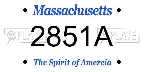 2851A Massachusetts License Plate