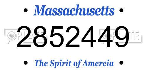 2852449 Massachusetts License Plate