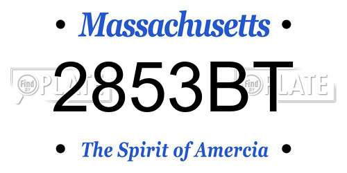 2853BT Massachusetts License Plate